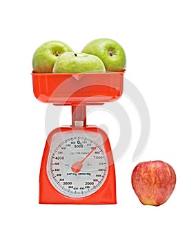 Kitchen scale weighting apples