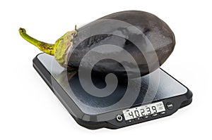 Kitchen Scales with Eggplant. 3D rendering