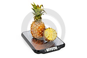 Kitchen Scales with Pineapples. 3D rendering