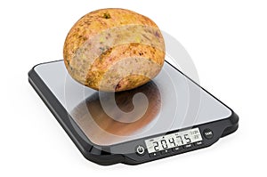 Kitchen Scales with Potatos. 3D rendering