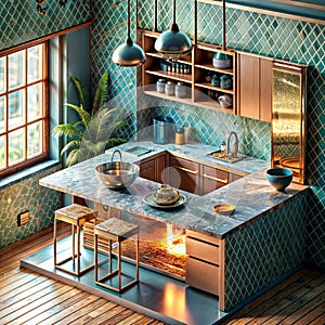 kitchen scene AI generated photo