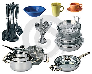 Kitchen set isolated on white background