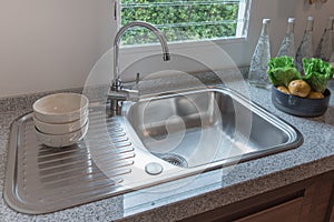 kitchen sink on modern counter