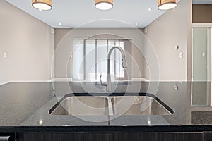 Kitchen sink with two sinks and a countertop