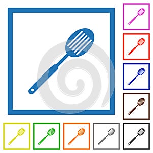 Kitchen spatula flat framed icons