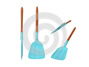 Kitchen spatula silicone with corrugations set 3d render on whit