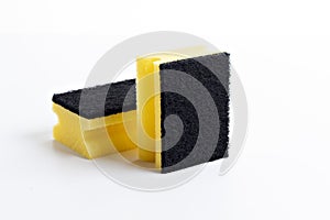 Kitchen sponges for washing dishes isolated on white background.