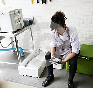 Kitchen staff having a break