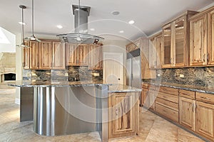 Kitchen with stainless steel island