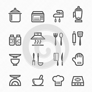La cocina línea conjunto compuesto por iconos 