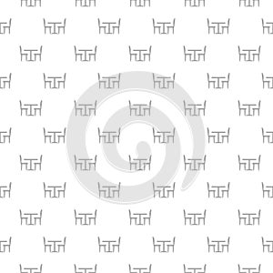 Kitchen table with chairs seamless pattern isolated on white background