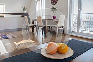 Kitchen table in modern apartment