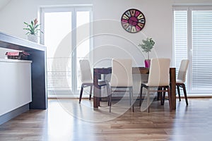 Kitchen table in the modern appartment