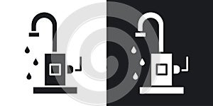 Kitchen tap thin line vector icon set