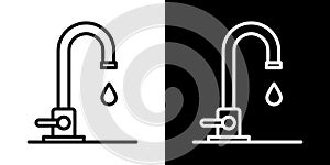 Kitchen tap thin line vector icon set