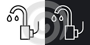 Kitchen tap thin line vector icon set