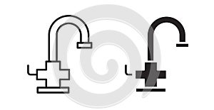 Kitchen tap thin line vector icon set