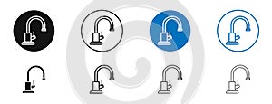 Kitchen tap thin line vector icon set