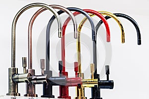 Kitchen taps of different colors
