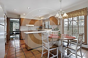 Kitchen with terra cotta flooring photo
