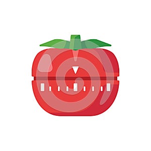 Kitchen timer. Flat illustration of tomato kitchen timer. Kitchen clock in form of red tomato