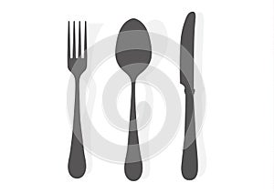 Kitchen tool.Spoon knife fork silhouette black icon vector illustration