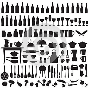 Kitchen tools, cooking icons