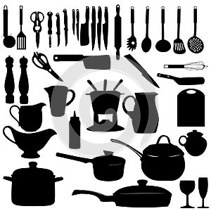 Kitchen tools Silhouette Vector illustration