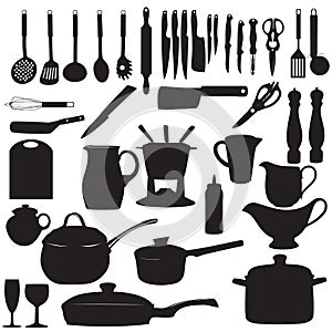 Kitchen tools Silhouette Vector illustration