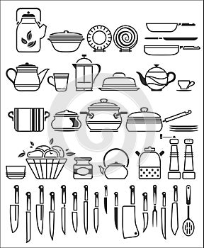 Kitchen tools and utensils. Vector illustration