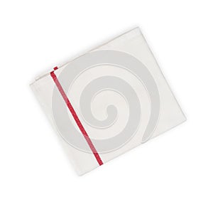 Kitchen towel with red line isolated on white background