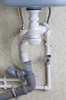 Kitchen under sink with fitting plastic plumbing waste pipe pack