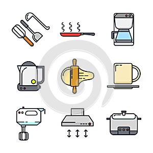 Kitchen Utensil Icon Color Illustration Design