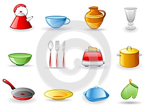 Kitchen utensil icon set
