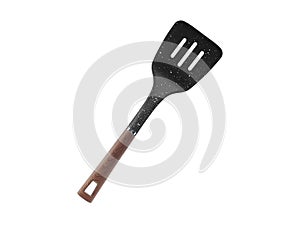 Kitchen utensil spatula with wooden handle isolate on white background