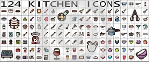 Kitchen utensil vector icon set.Editable icon collection.