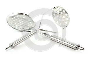 Kitchen Utensils (Colander and Sifter) Isolated