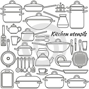 Kitchen utensils colorful icons set