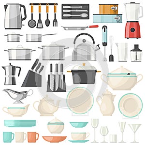 Kitchen utensils and crockery, glassware dish photo