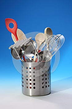 Kitchen Utensils in Metal Holder