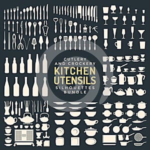 Kitchen utensils silhouettes bundle