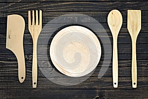 Kitchen utensils on table