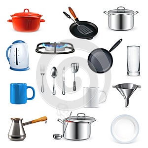 Kitchen utensils, vector illustration photo