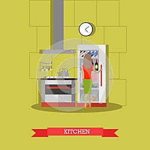 Kitchen vector illustration in flat style