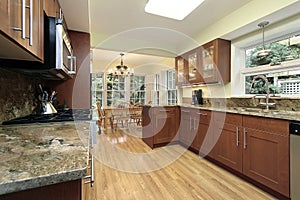 Kitchen with windowed eating area