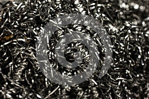 Kitchen wire sponge macro detail shot of texture top view