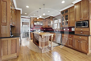 Kitchen with wood island