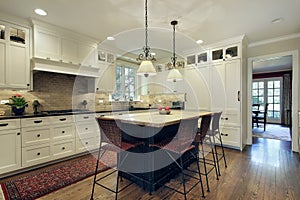 Kitchen with wood island