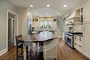 Kitchen with wood top island