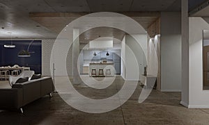 Kitchen with wooden bar stools